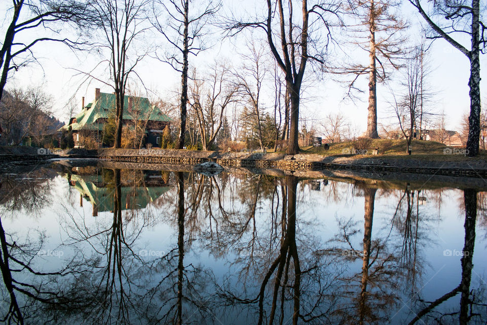 Reflection of castle in pond