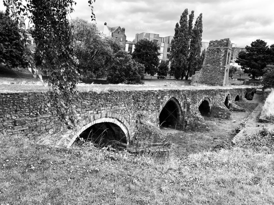 A number of photos this one converted to black and white, taking in the Old Woollen Trail in Exeter.