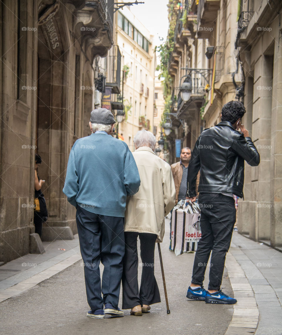 Strolling through the narrow streets of Barcelona 