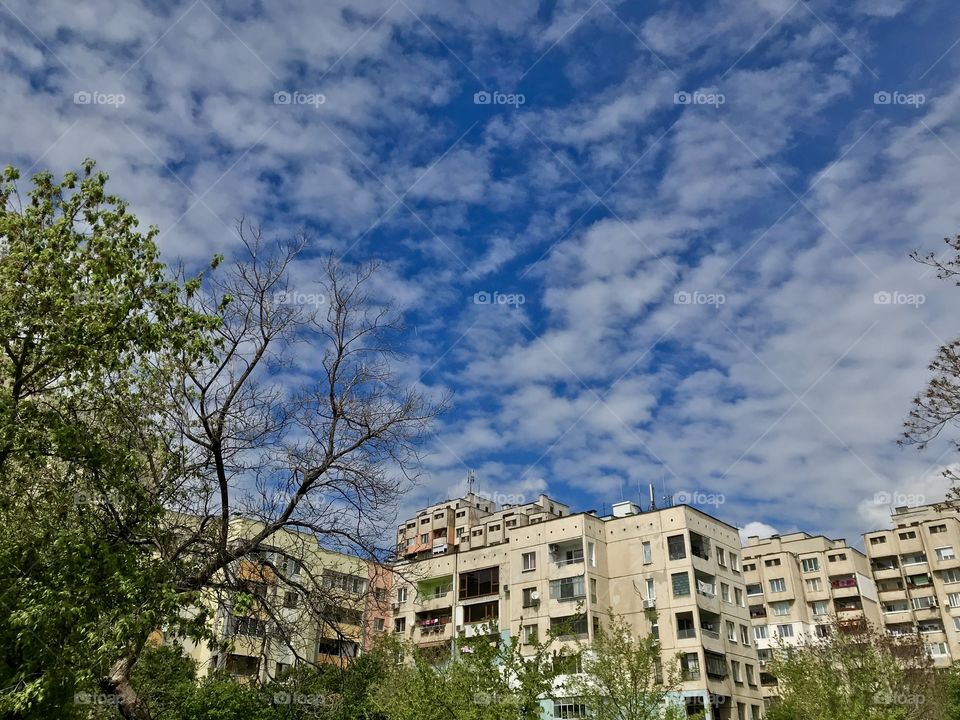 Clouds and block.