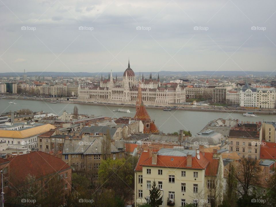 Danube River. Top view of the Danube River