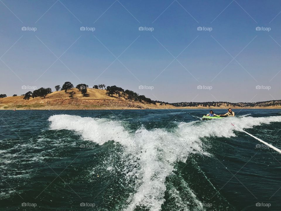 Perfect day for tubing with daddy at Don Pedro Lake 