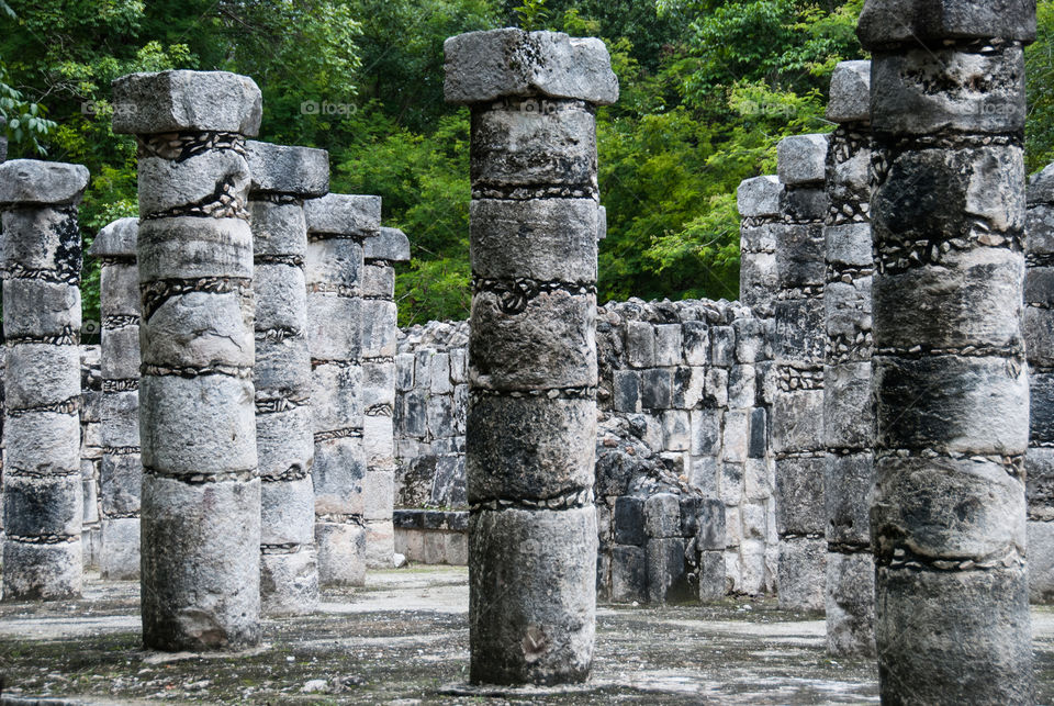 Mayan ruins. Mayan temple and ruins at Chichen Itza