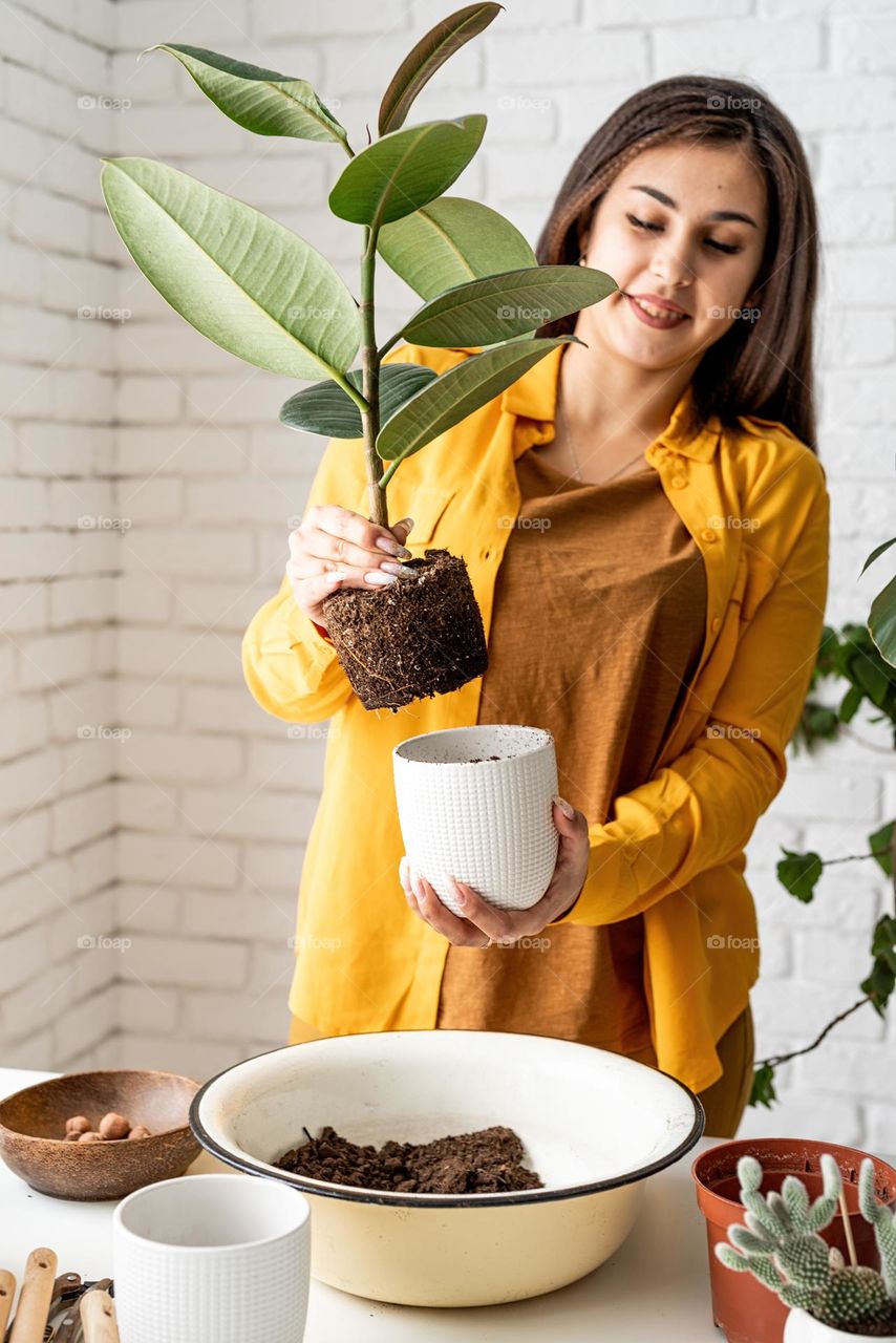 woman planting plants