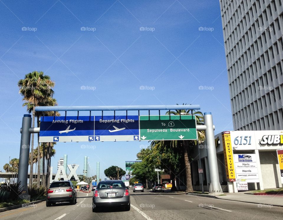 Entrance to Los Angeles international airport in Los Angeles California. 