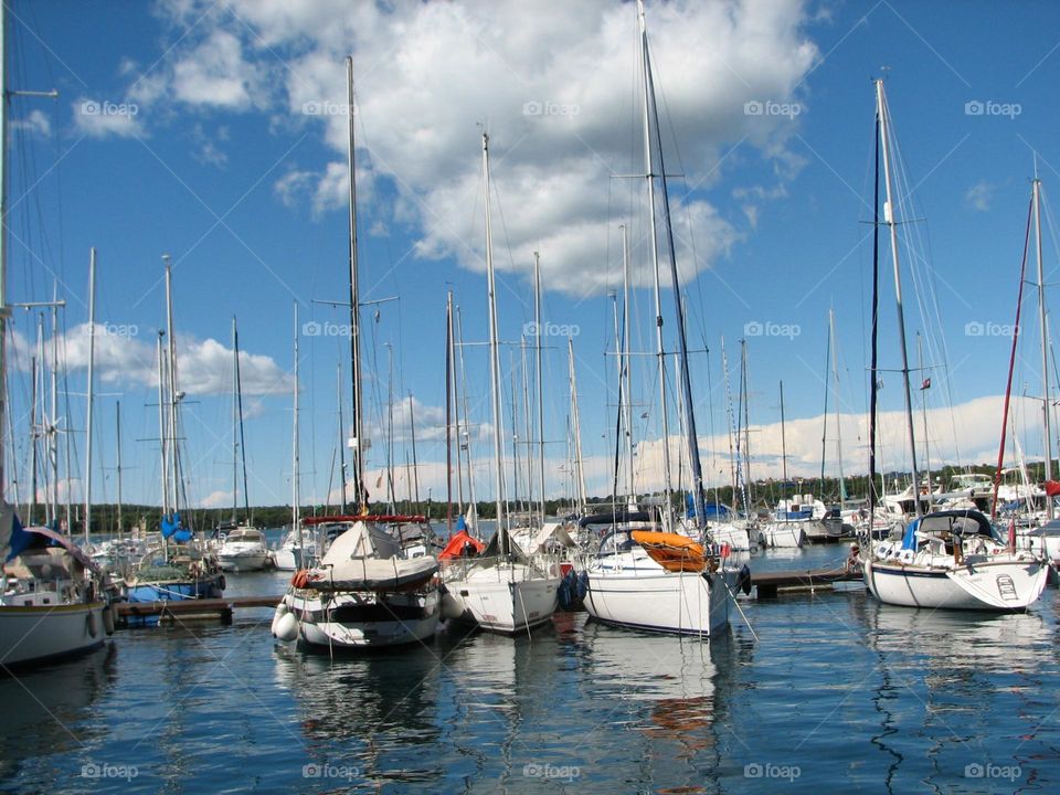 sailboats on the pier