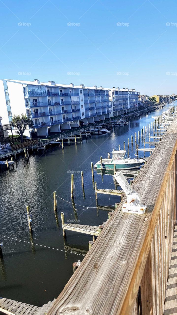 Ocean City Maryland water boat dock deck pier sea no person seashore sky