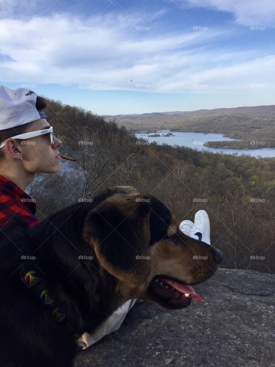My puppy and my boy smoking on the hills of New Jersey 