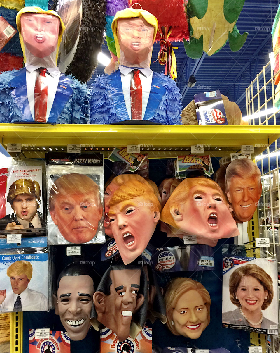 Halloween masks of US politicians before the election 2016.