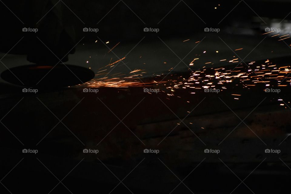 spark from cutting iron