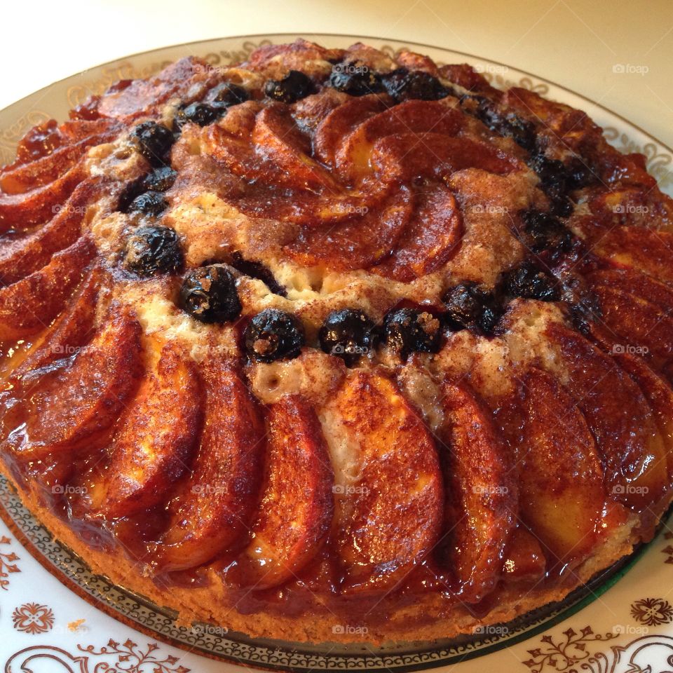 Blueberry peach cake.