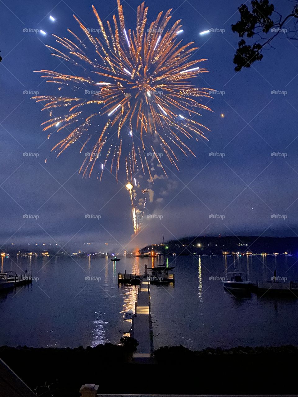 Fireworks over the bay.