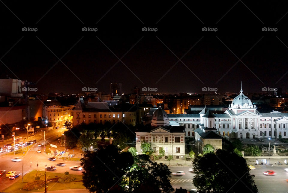 night Bucharest cityscape