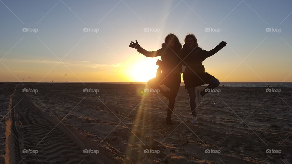 Enjoying sunset on the beach