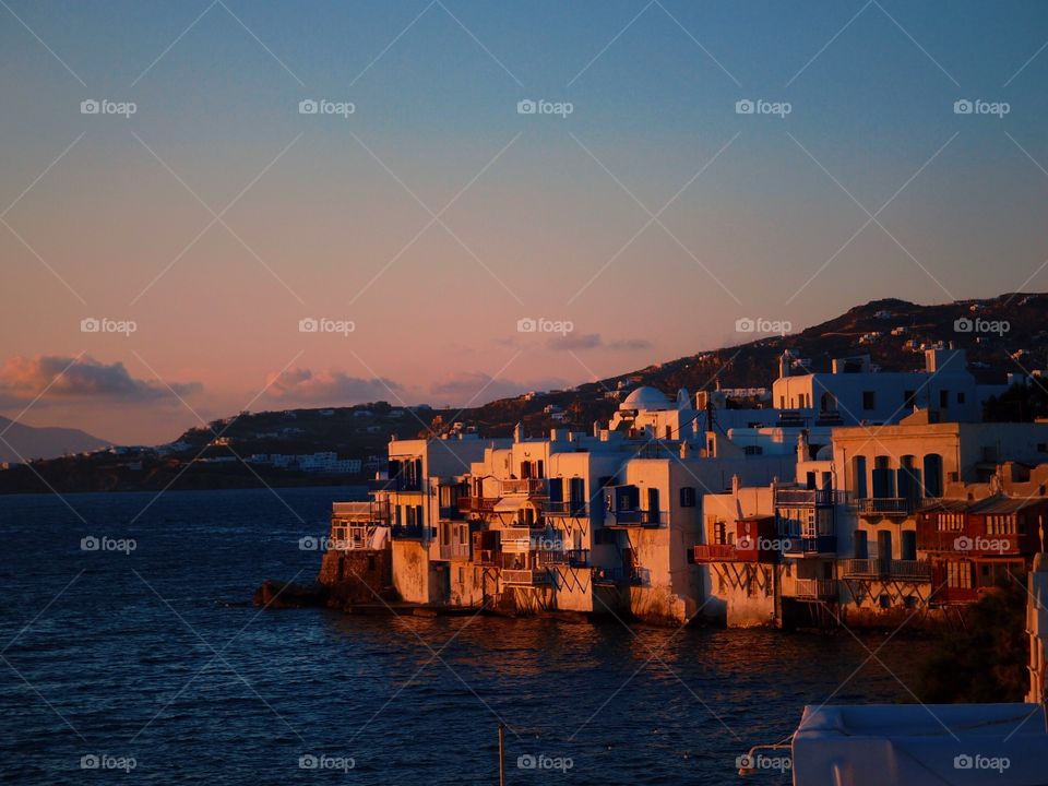 Sunset On A City In Greece 