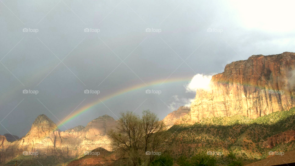 Mountains & double rainbow