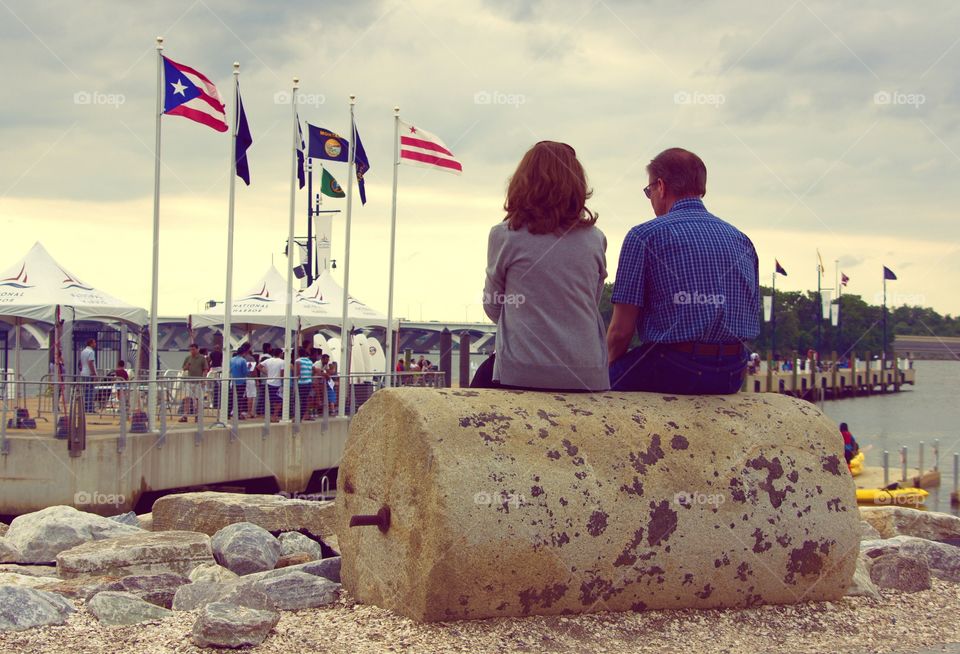 Couple at the Harbor. Couple enjoys the harbor. 