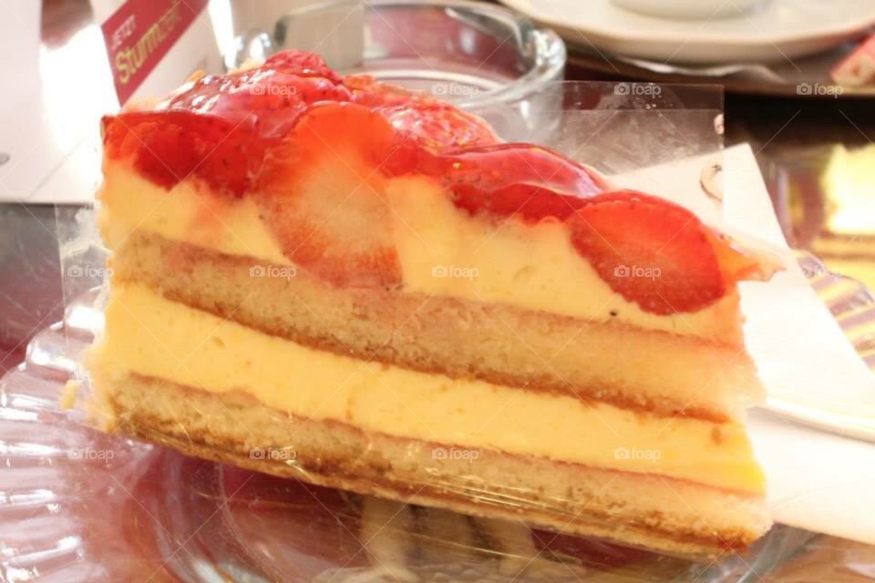 Tasty strawberry sponge cake in Austria 
