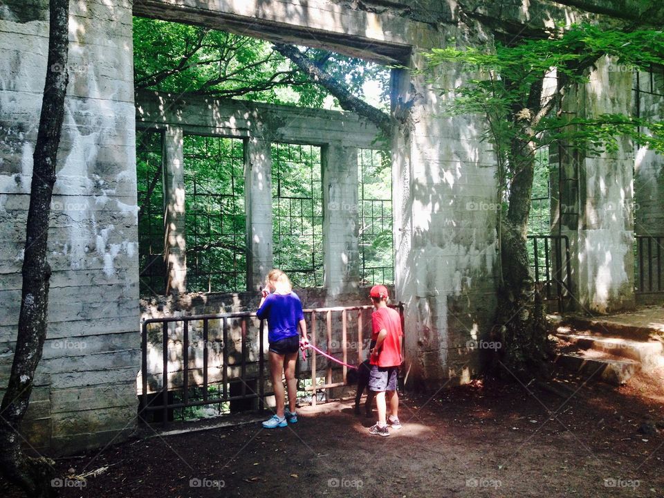 Family hike to the Carbide Willson Ruins in Gatineau Park.