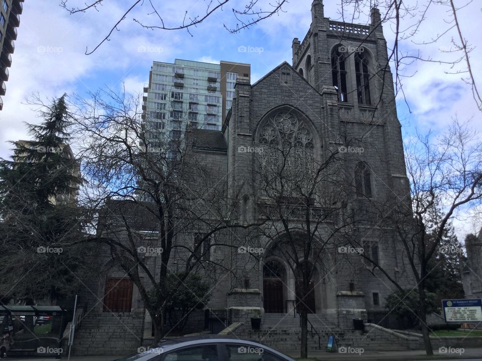Beautiful Catholic gothic Cathedral Church in Vancouver, British Columbia, Canada 