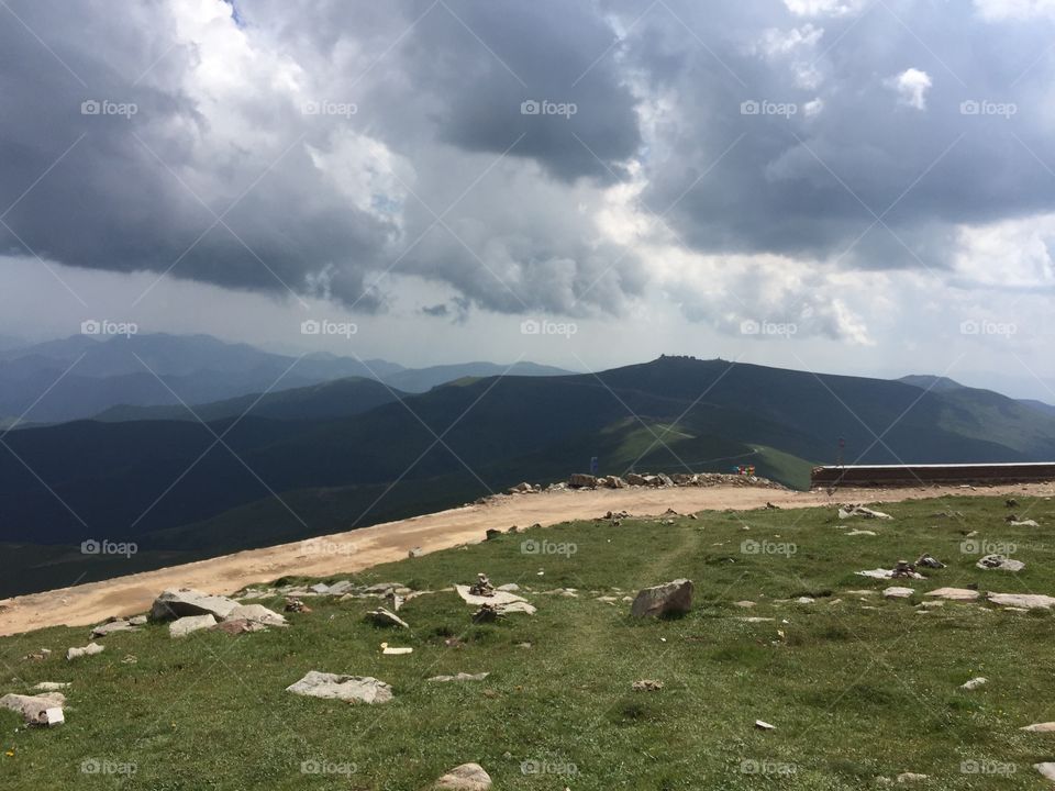 Storm clouds over mountains