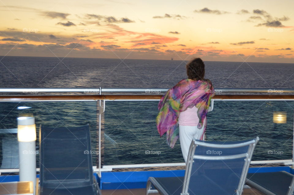 Beautiful sunset on the ocean to end a wonderful cruise.