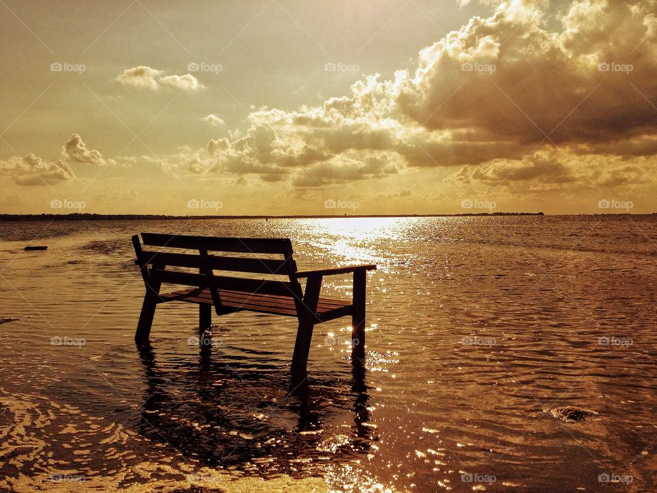 Bench in the sea