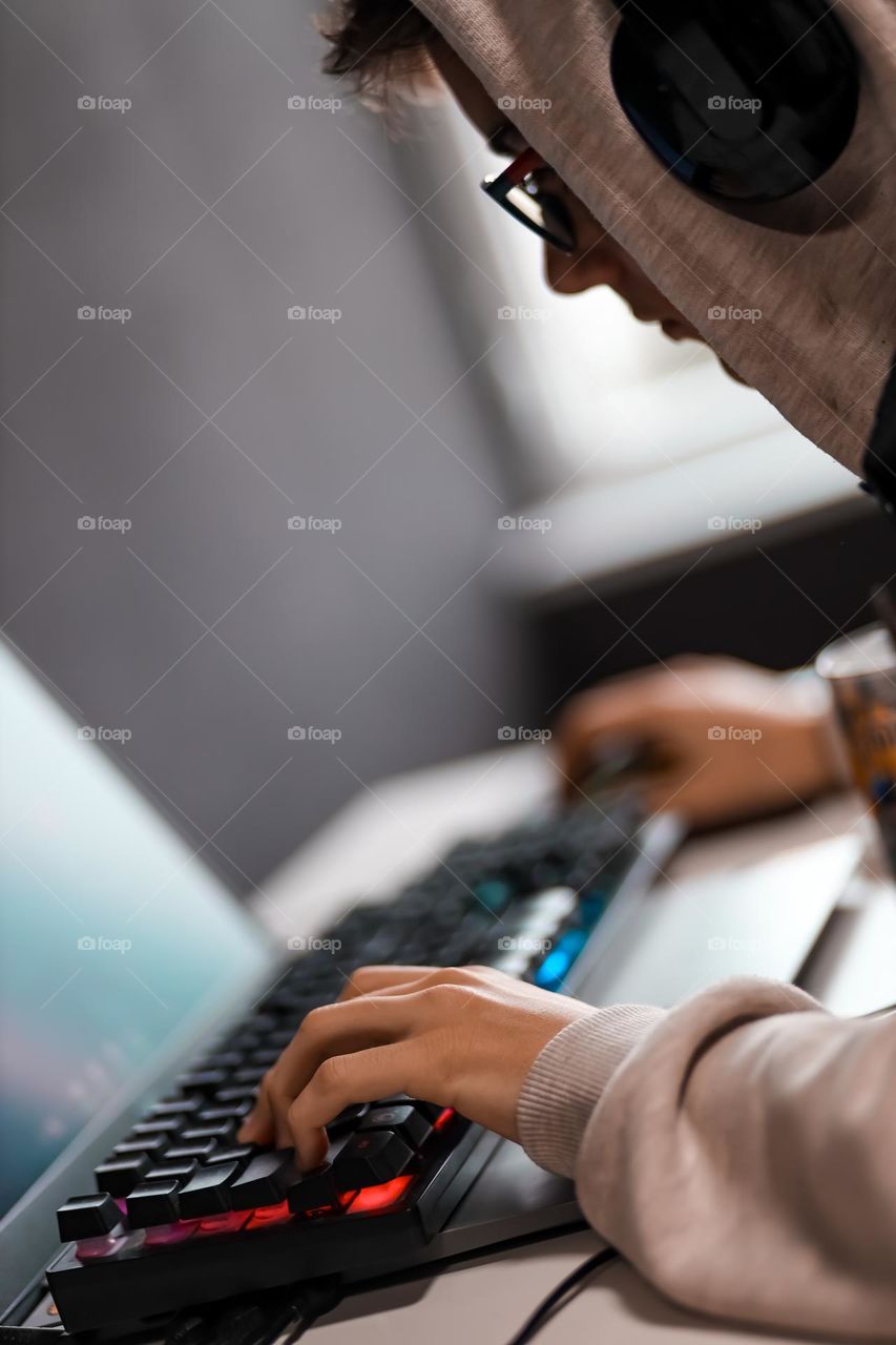 person playing video games