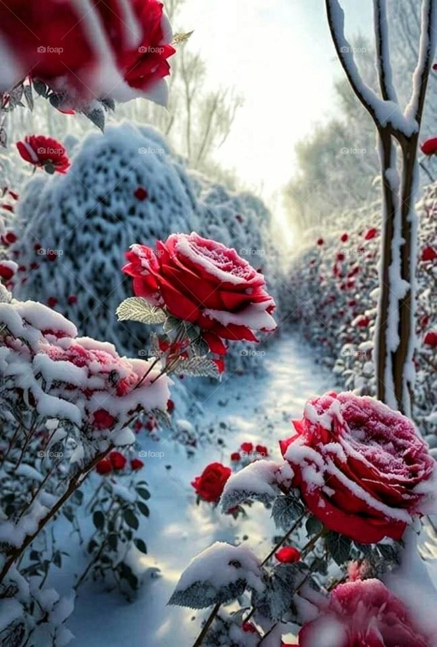 Nature, winter and roses