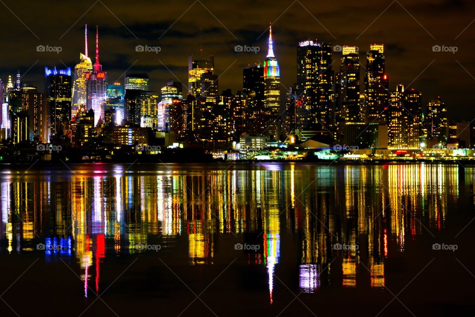City lights reflections