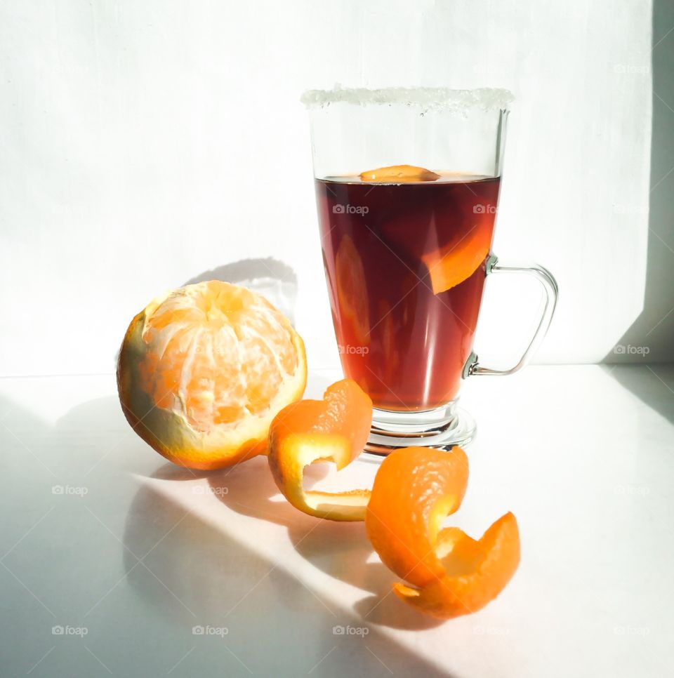 Tea with orange in Irish glass
