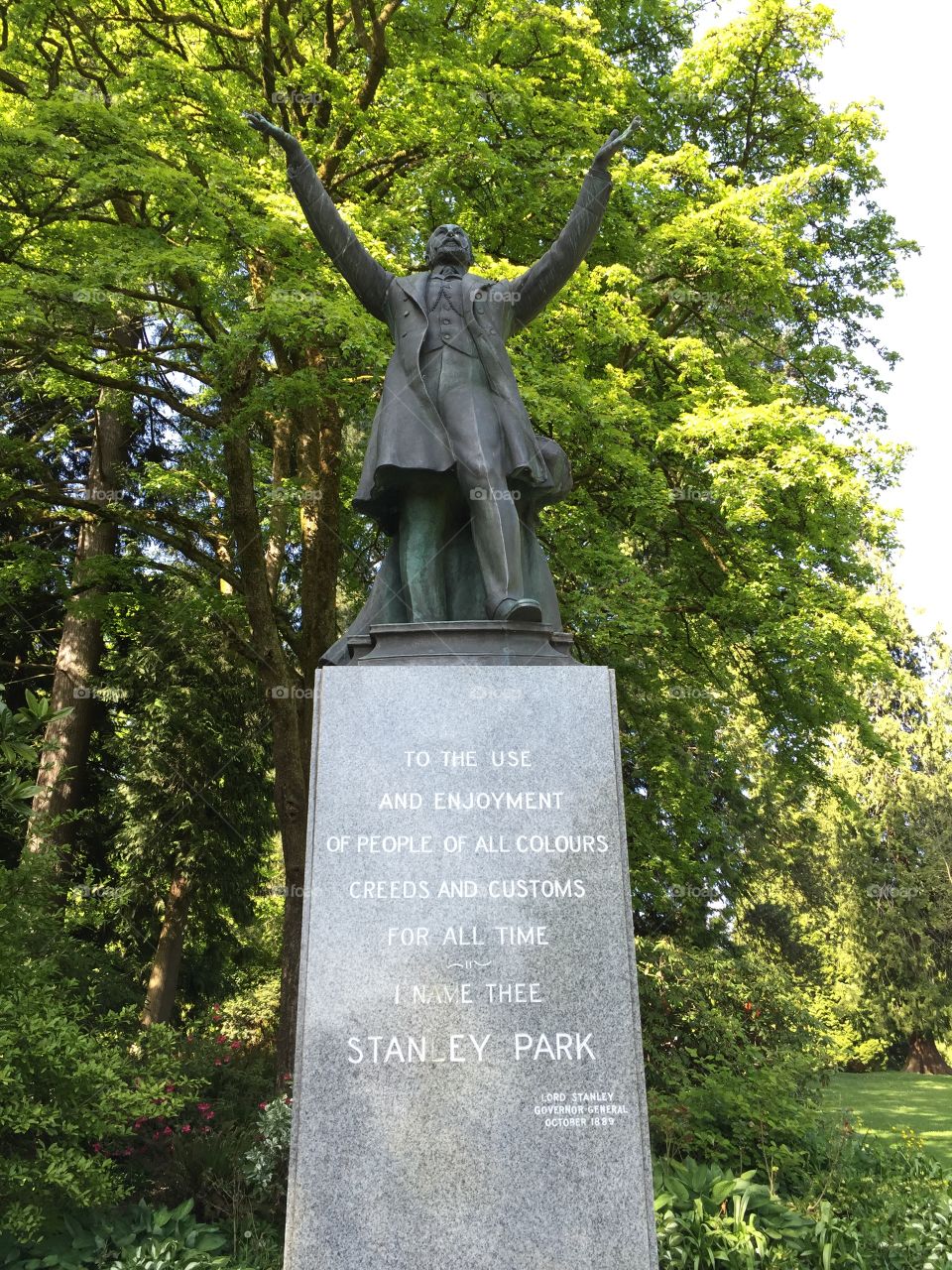 Governor General Lord Stanley at Stanley Park. Statue of Governor General Lord Stanley at Stanley Park, Vancouver, BC