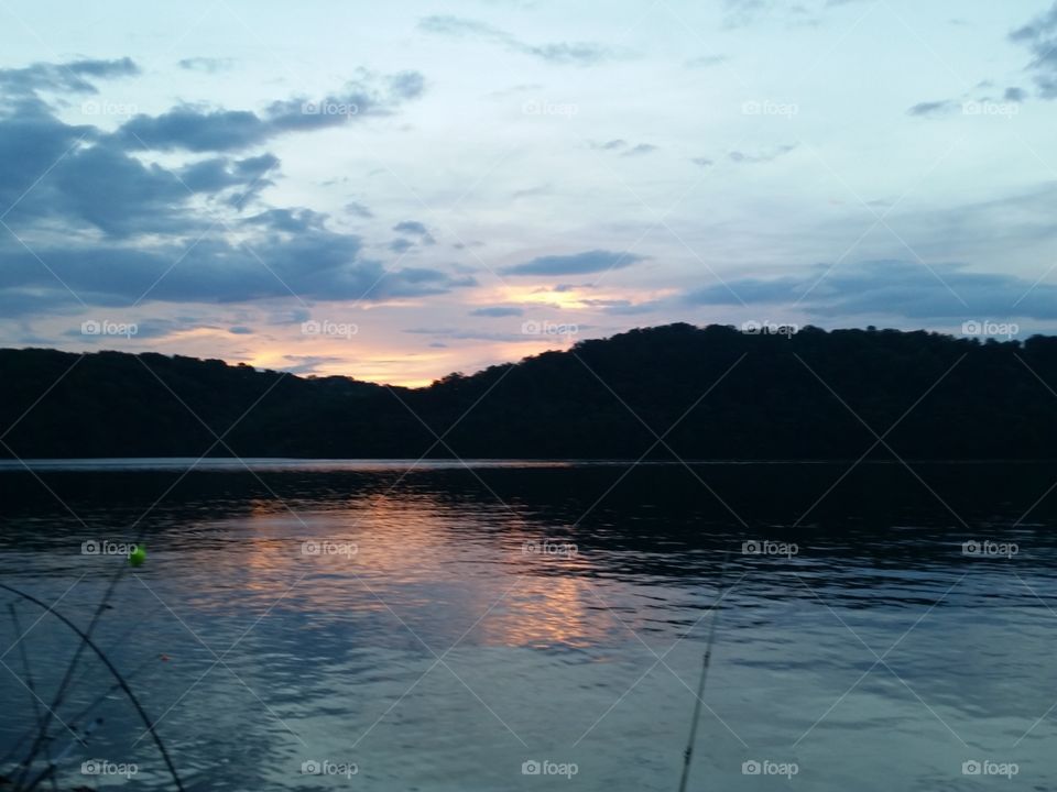 sunset ending on the lake