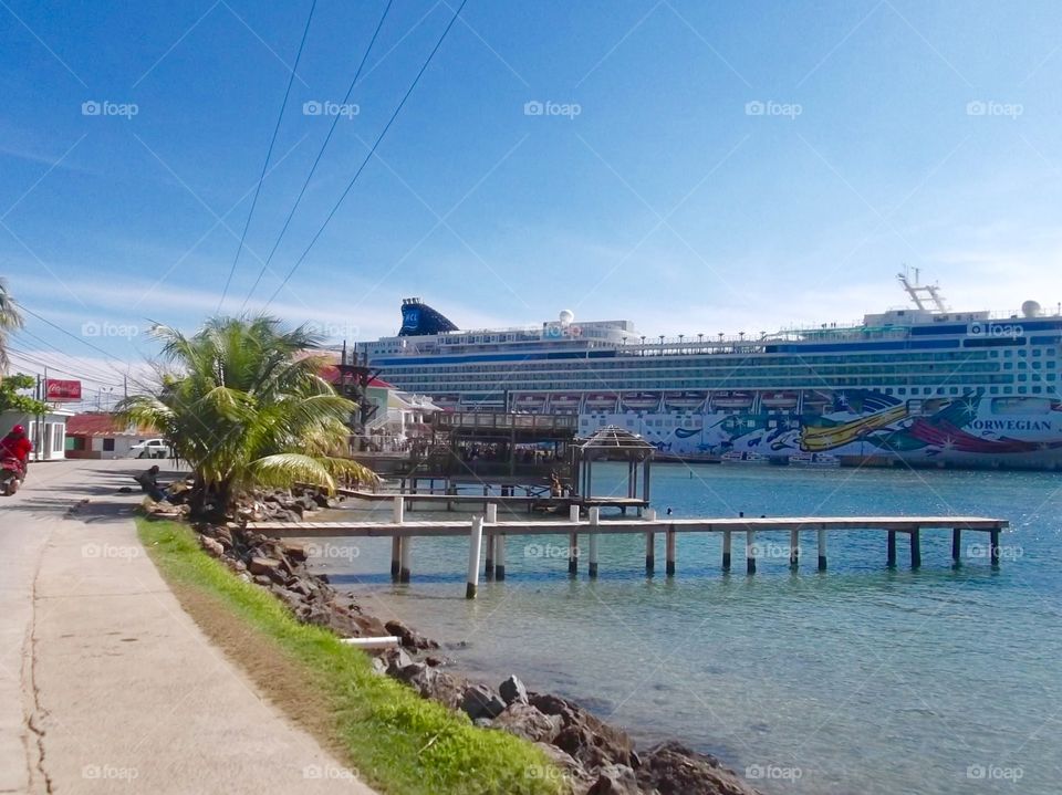 Photo from moving car traveling in Roatan, Honduras