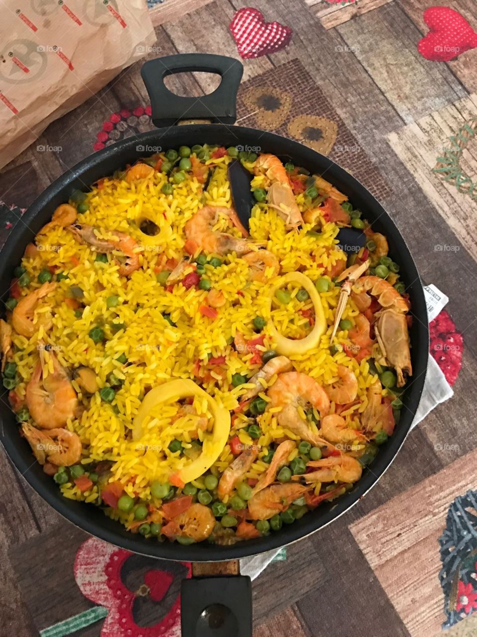 Paella con marisco 