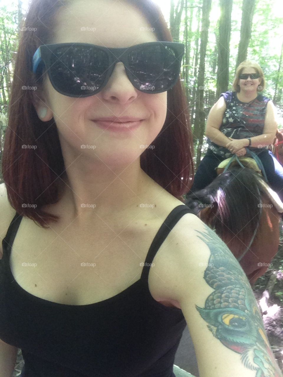 Horseback riding with the family. 