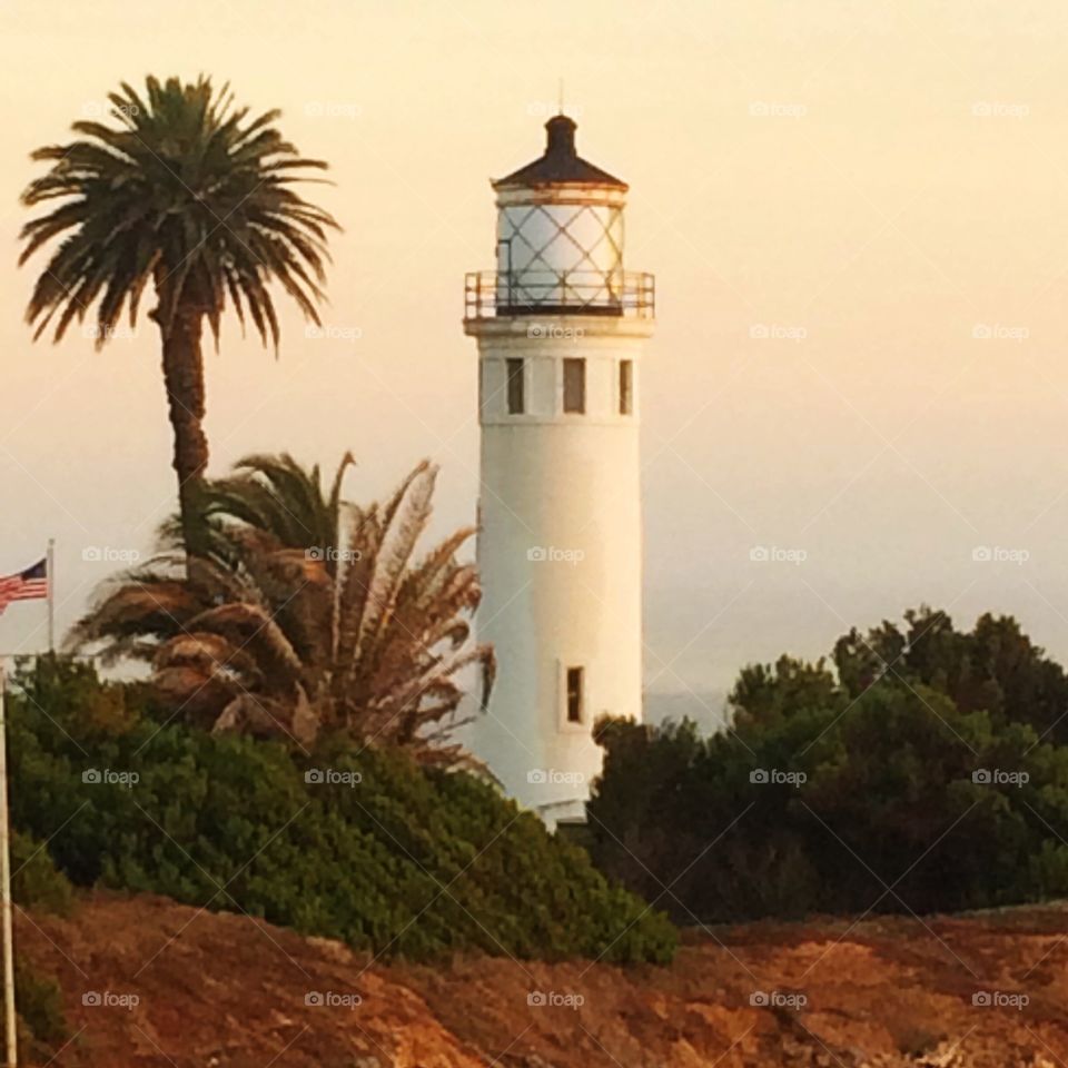 Lighthouse at Sunset. Point Vicente Lighthouse