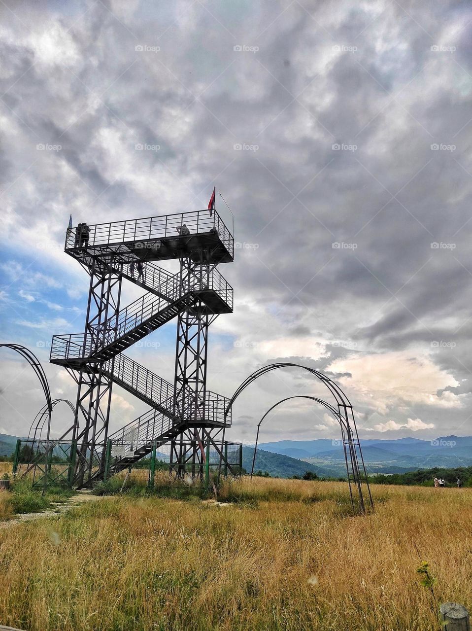 Observation tower in a cloudy day
