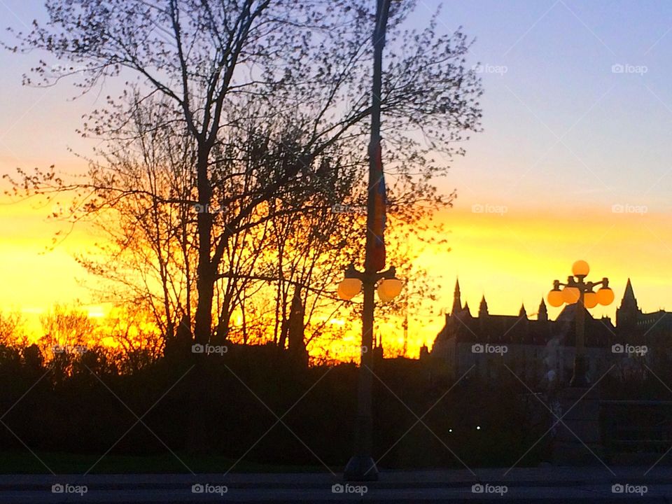 Sunrise and Parlement Buildings Ottawa