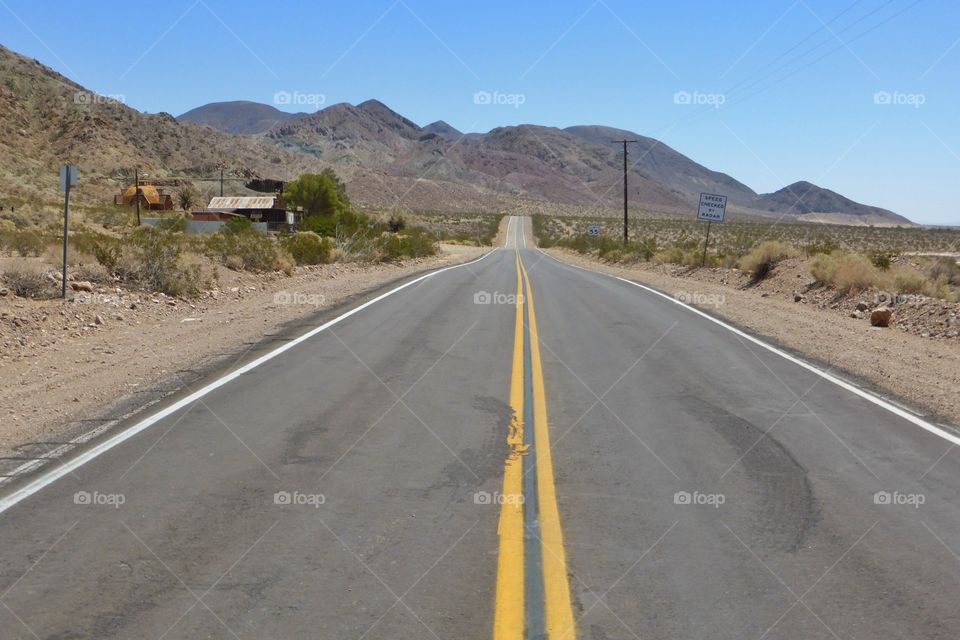 Long street in the desert. Long street in the desert to Oatman,Arizona