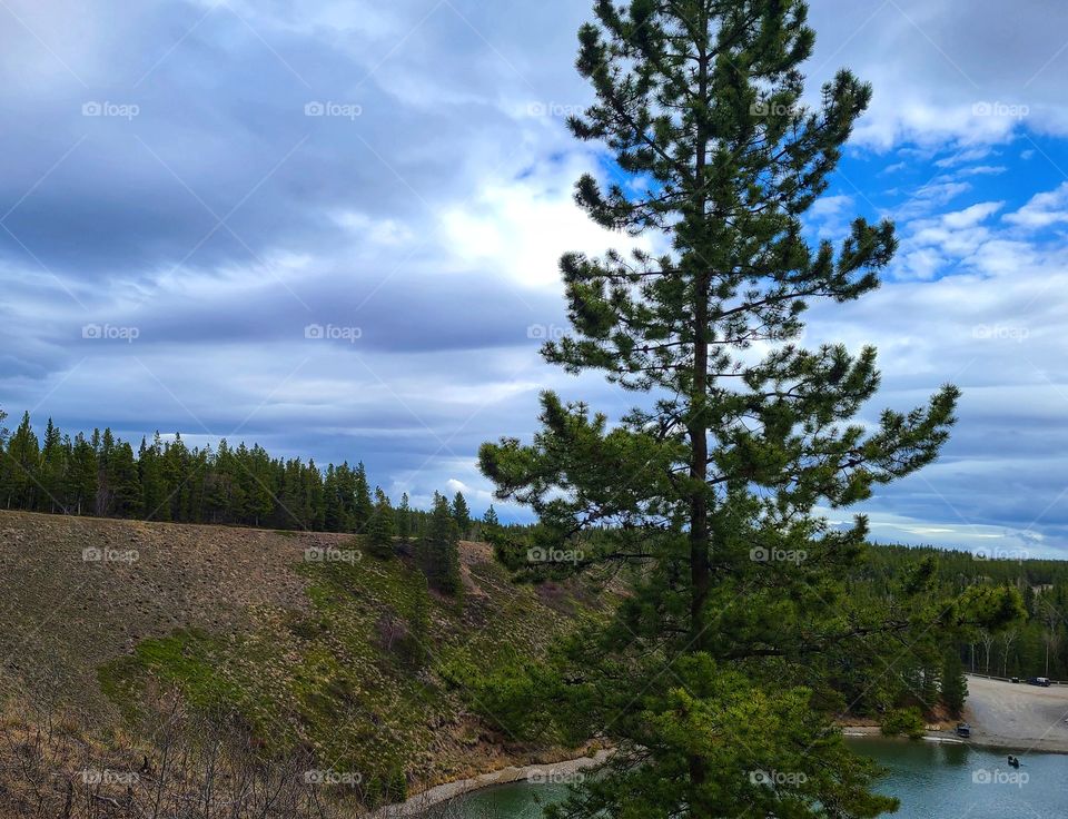 Green Blue Lakes with storms overhead