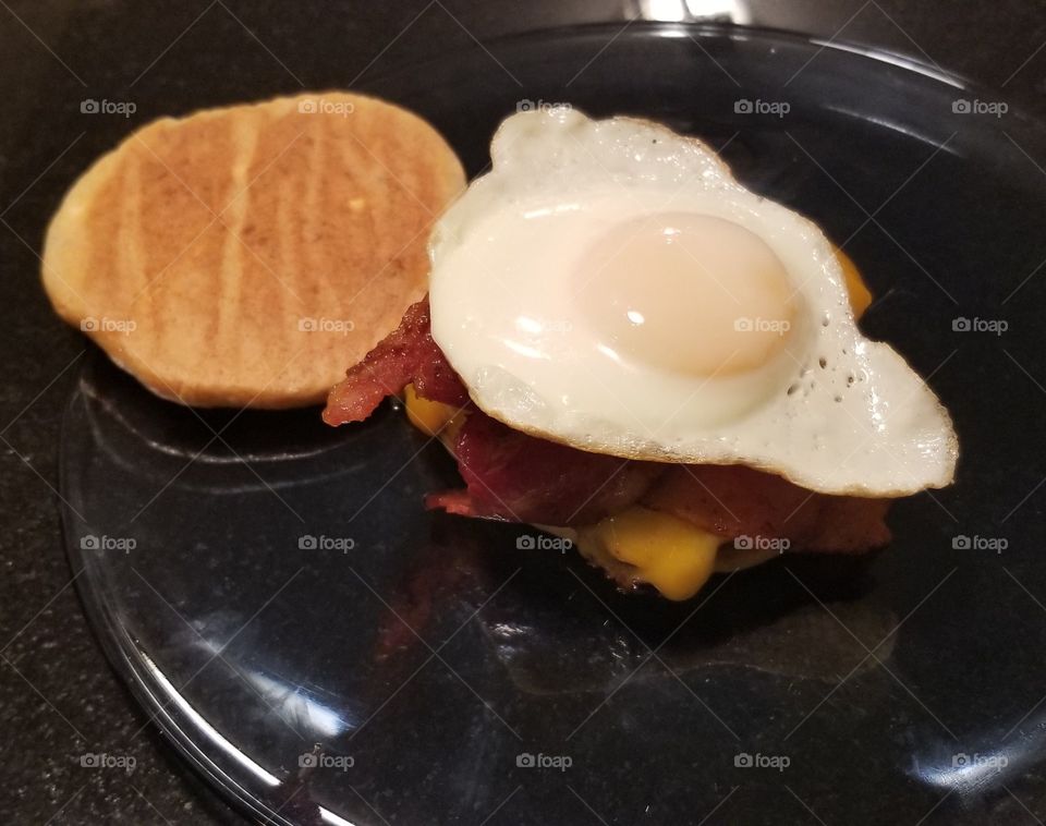 Bacon, Egg, and Cheese Burger on Cloud Bread
