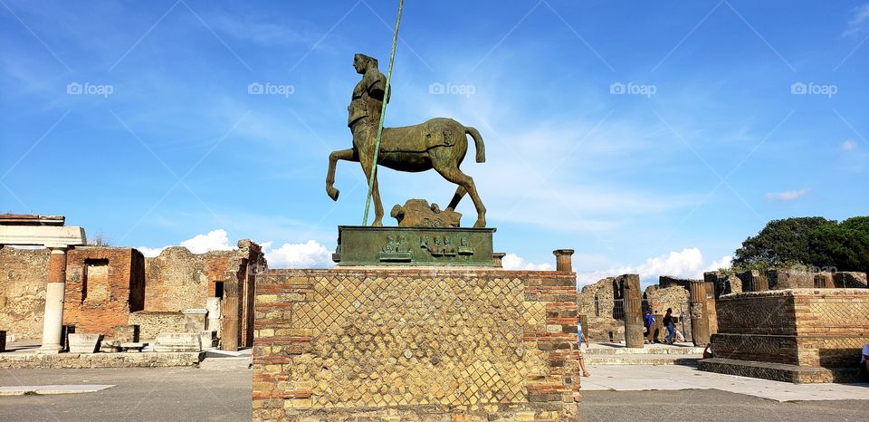 Pompeii ruins Italy Staue of Centaur