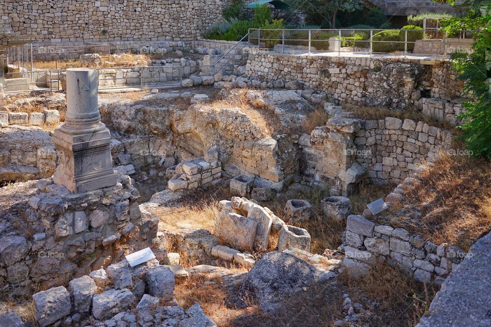 a remnants of Bethesda pool in Jerusalem of Israel