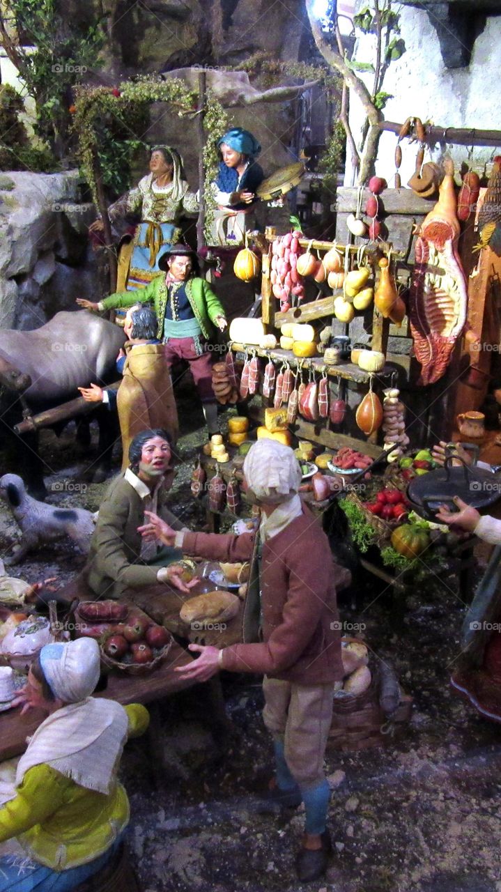 Christmas. Scene  of nativity in the crib at Naples ( Italy ).