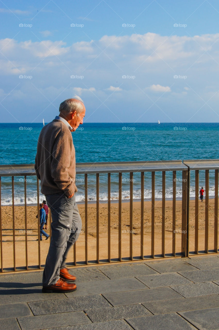 Enjoying the sea at all ages. Barcelona beach