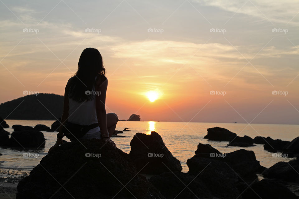 sunset sunrise in summer at koh mak, trat, thailand