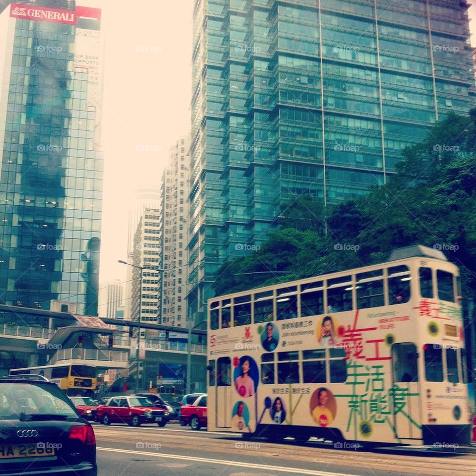 Hong Kong double decker buses