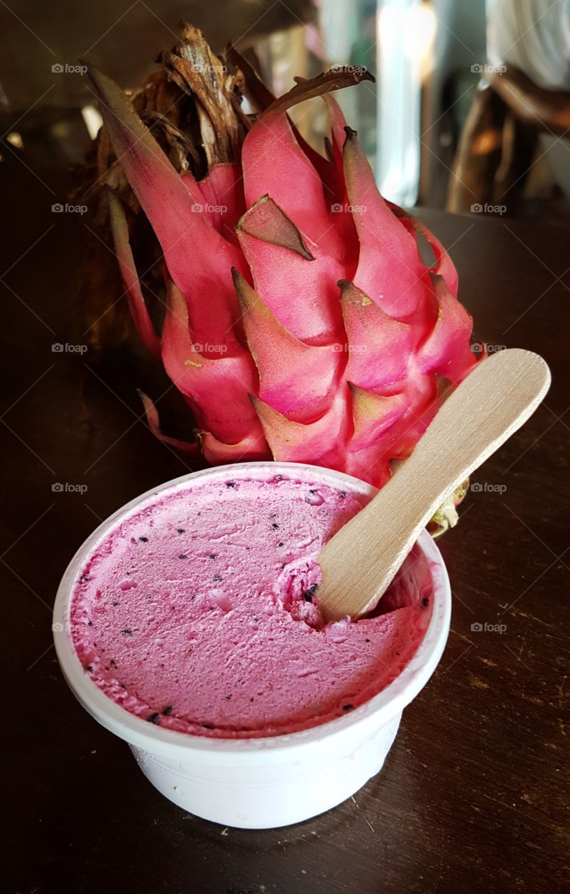 dragon fruit and ice cream
