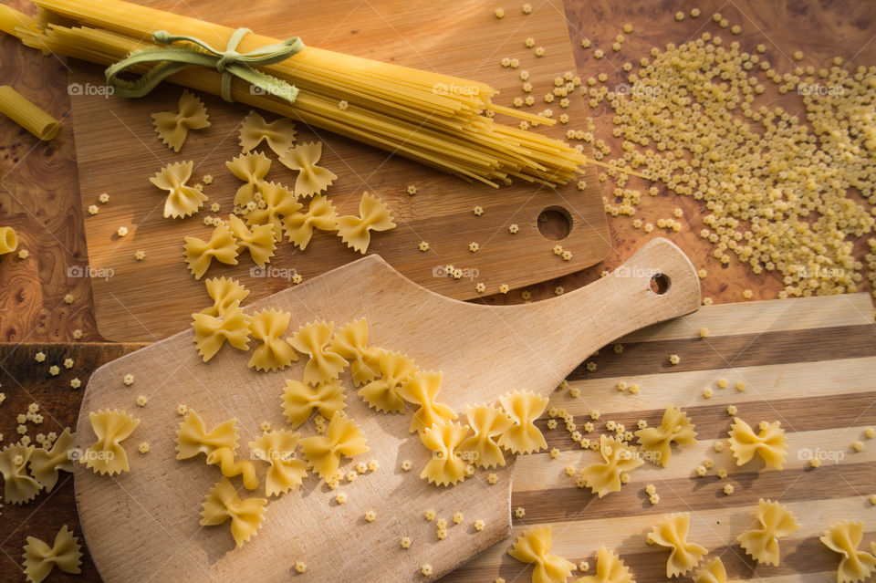 Various types of pasta.